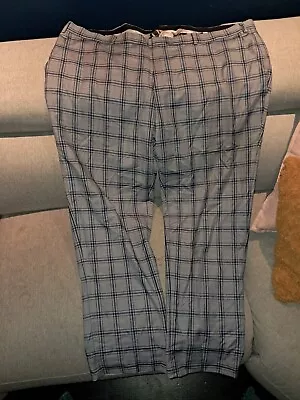 Mens Formal Trousers Light Grey And Blue Check 50R Reg Jacamo • £1