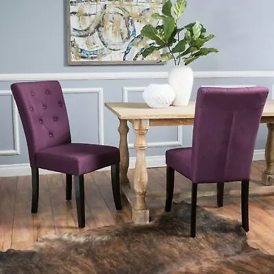 Nasima Contemporary Button Tufted Upholstered Fabric Dining Chairs (Set Of 2) • $54.55