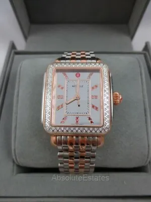Michele Deco Carousel Two Tone 18k Pink Gold Diamond Watch MWW06P000296 Refurb • $1399.99