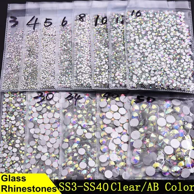 3D Nail Art Rhinestones Flatback Non Hotfix AB Glitter Gems Tips DIY Decoration • $5.99