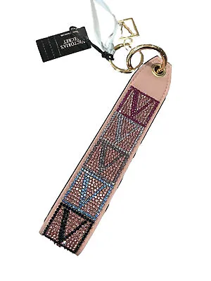 Victoria's Secret Pink Rhinestone Wristlet  Keychain Ring V Monogram New • $17