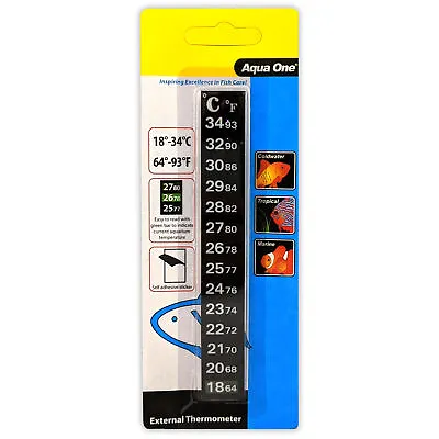 £3.45 • Buy AQUARIUM LCD STICK-ON ADHESIVE STRIP THERMOMETER FLAT FOR FISH TANK X2 X5 X10