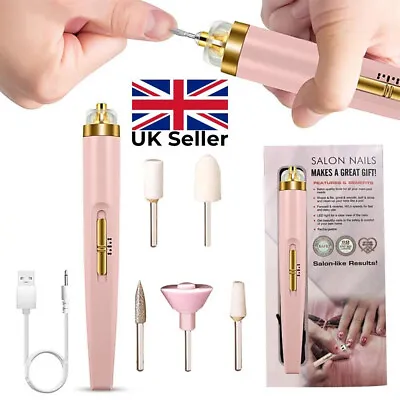 Electric Nail File Drill Portable USB Manicure Pedicure Machine Set Professional • £6.29