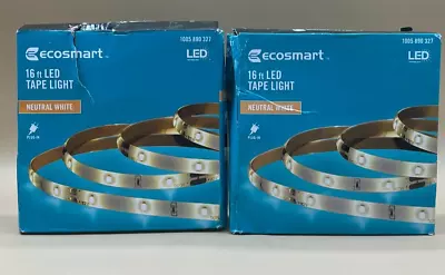 2 NEW EcoSmart 16 Ft. Indoor Neutral White LED Strip Lights • $10