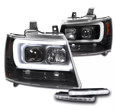 Fits 07-14 Suburban Tahoe Avalanche LED Black Projector Headlights W/DRL Signal • $259.95