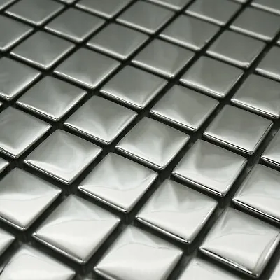 £2.90 • Buy Mosaic Tiles Sheet Mirror Gloss Silver Glass For Walls Floors Bathrooms