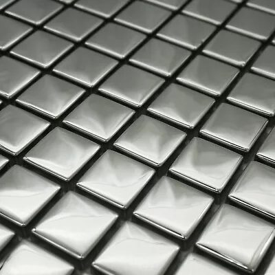 Mosaic Tiles Sheet Mirror Gloss Silver Glass For Walls Floors Bathrooms • £7.90