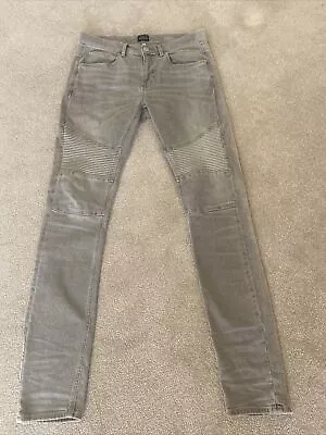 £10 • Buy NEW MENS River Island Skinny Stretch Grey Jeans W28 L34 Biker Style