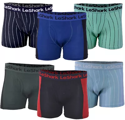 Mens Le Shark 2 Pack Boxer Shorts Cotton Rich Black Stretch Underwear S-XXL • £10.99