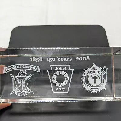 £11.50 • Buy Illinois Commander Knights Templar Glass Plaque Joilet # 4 , 27 And Tremont 