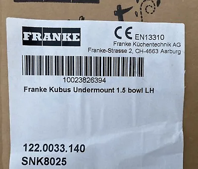 Franke Kubus 1.5 Bowl LH Undermount Stainless Steel Sink (122.0033.140) • £400