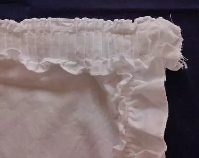 Vintage White Ruffled Cafe Curtain Panels 22  Cotton Pair • $15.99