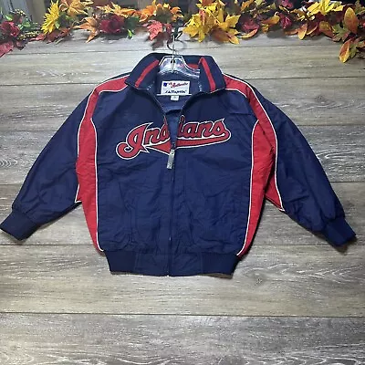 Cleveland Indians Jacket Size Small Boys Blue Baseball MLB Majestic VINTAGE • $29.99