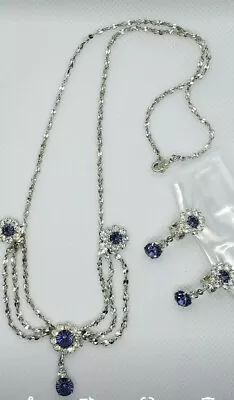 Wemons Purple Rhyinestone Necklace And Earrings • $23