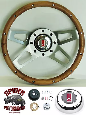 1969-1989 Oldsmobile Steering Wheel 13 1/2  WALNUT WOOD 4 SPOKE • $209.95