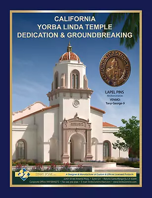 California YORBA LINDA TEMPLE 2022 GROUNDBREAKING 3/4  Lapel Pin Mormon Lds • $9.99