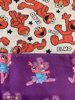 Bundle Of (2) - 1/2 Yd Sesame Street Fabrics Elmo & Abby - 100% Cotton • $10.99