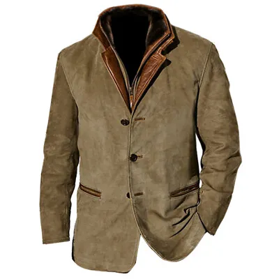 Slim Fit Long Coat For Outwear Mens Button Up Trench Coat Casual Vintage Jackets • $63.13