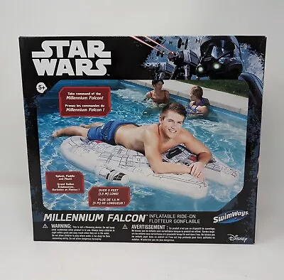 Star Wars Millennium Falcon Inflatable Ride-On Pool Water Float Swimways 5' Rare • $117.94