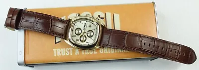 Fossil Arkitekt Speedway FS-3104 Men's Chronograph Watch Gold Tone Leather Strap • $92.97