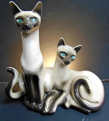 Vintage 1950's Siamese Cats TV Lamp - Ceramic - Very Unique!! • $300