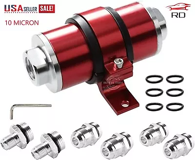 10 Micron Inline Fuel Filter With 6AN 8AN 10AN Adapter For Filtering Gasoline • $34