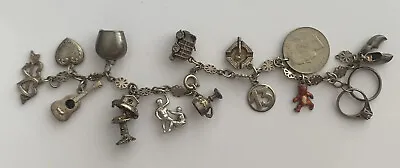 Vintage Silver Charm Bracelet 14 Charms 2 Opening Toad Stool & Horse Carrier • £120