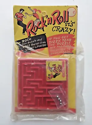 Vintage New In Package  ROCK & ROLL MINI MAZE GAME  2 3/4  X 2 3/4   Circa  1950 • $5