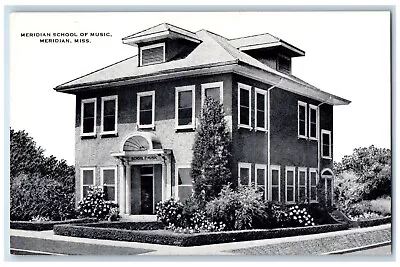 Meridian Mississippi MS Postcard Meridian School Music Exterior Building C1940 • $12.97