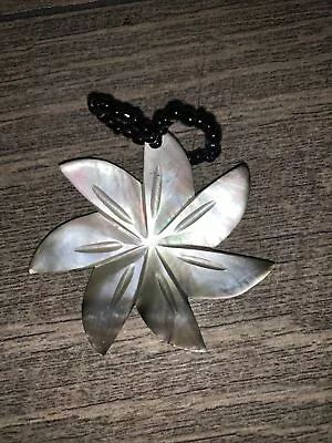 Vintage Hawaii Abalone Shell Hibiscus Flower Jewelry Ornament Pendant Piece • $17.50