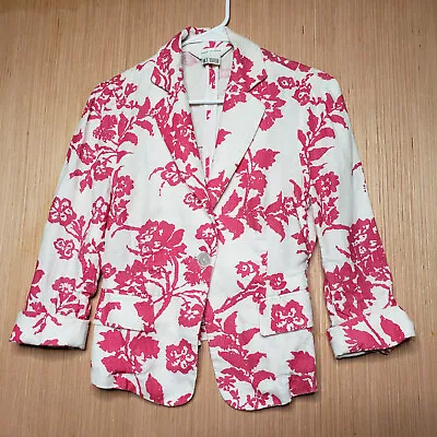 $14.97 • Buy Zara Jacket Womens 4 Linen Pink White 3/4 Sleeve Collar 3/4 Sleeve Career Ladies