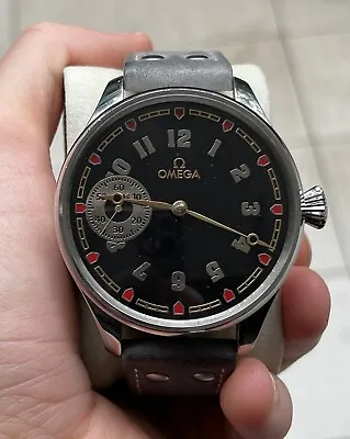 Vintage Omega Silver Watch Black Red & Gold - Manual Winding Amazing Condition • $1399