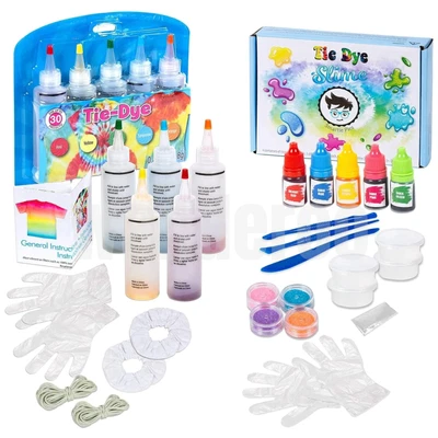 $24.98 • Buy VALUE BUNDLE Tie Dye + Slime Kit 5 Colours Glitter Slime Kids Fun Projects