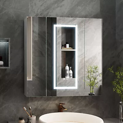 LED Medicine Cabinet Lighted Defogger Bathroom Wall Mount Mirror Cabinet Storage • $109.99