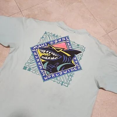 VTG 90s Maui And Sons Sharkman Surf World Tour Mens XL Single Stitch T Shirt • $25.32