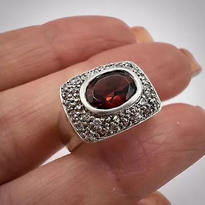 Ring Sterling Silver 925 5.25 Jewelry Size  Jewelry Fashion Vintage Red • $19.90