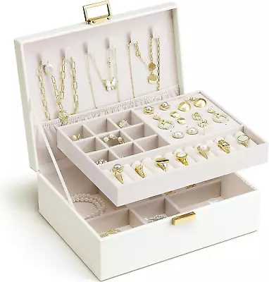 2 Layer Jewelry Box Large Jewelry Organizer For Women Removable Jewelery Tray Fo • $90.78