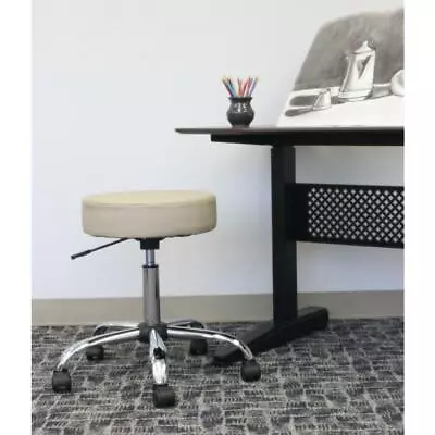 Medical Stool Work Task Chair Faux Leather Adjustable Double Wheel Casters Beige • $112.95