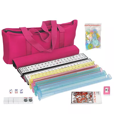  American Mahjong Geme Set Western 166 Tiles 4 Colors With Pushers Carry Bag  • $39.59