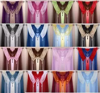 £8.87 • Buy 1 VOILE SWAGS TASSLE DECORATIVE NET CURTAIN DRAPE PELMET VALANCE 15Colours US