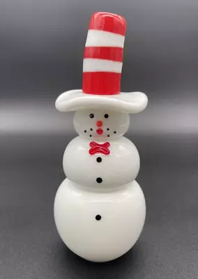 Christmas Vitrix 2010 Hot Glass Snowman Cat & The Hat Standing Ornament Figurine • $70