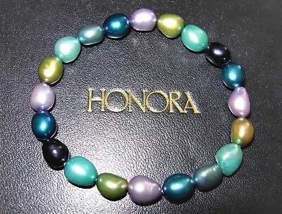 Honora *very Glossy* Multi Colour Cultured Freshwater Baroque Pearl Bracelet Qvc • £9.99