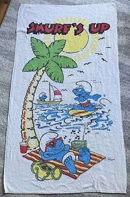 Vintage 80’s Smurf Beach Towel • $15