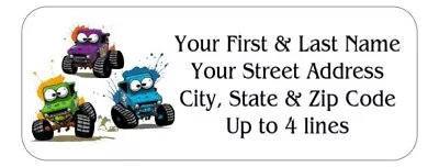 150 Monster Trucks Mailing Return Address Labels Personalized • $7.99