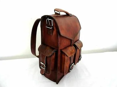 $47.38 • Buy Backpack Rucksack Messenger Bag Men's Genuine Leather Vintage Laptop Satchel NEW
