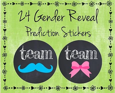 24 Gender Reveal Baby Shower - Team Mustache / Team Bow (#2) Guess Boy Or Girl • $7.99