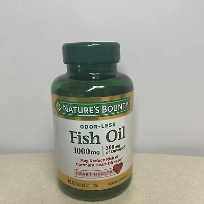 $13.99 • Buy Nature's Bounty Odorless Fish Oil 1000mg 120 Coated Softgels.Exp:11/23(8006)