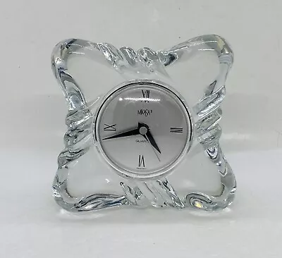 Vintage Mikasa Crystal Glass Desk Clock Quartz Germany 4.5” Heavy Paperweight 21 • $25.82