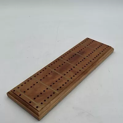 Vintage Antique Cribbage Board Maple? Hardwood Brass Inlay Felt Bottom No Pegs • $35.95