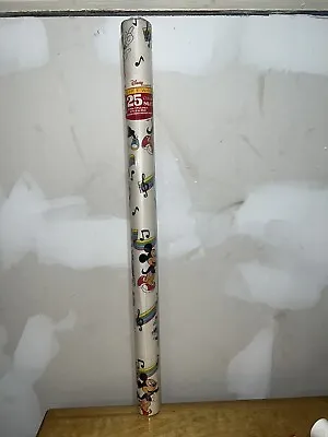 Vtg Disney Mickey Mouse Musical Note Gift Wrap Paper Roll 3 Yds New 80s NOS • $16.99